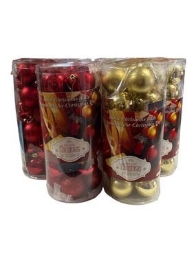 144 Holiday Christmas Ball Ornaments Red & Gold Shatterproof